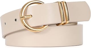 JasGood Cintura da donna alla moda, cintura in pelle da donna, cintura regolabile con fibbia dorata, per jeans, pantaloni abiti