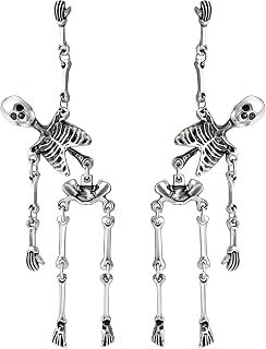 Halloween Earrings for Women Punk Gothic Skeleton Skull Drop Dangle Earrings for Halloween Party Cosplay Jewelry