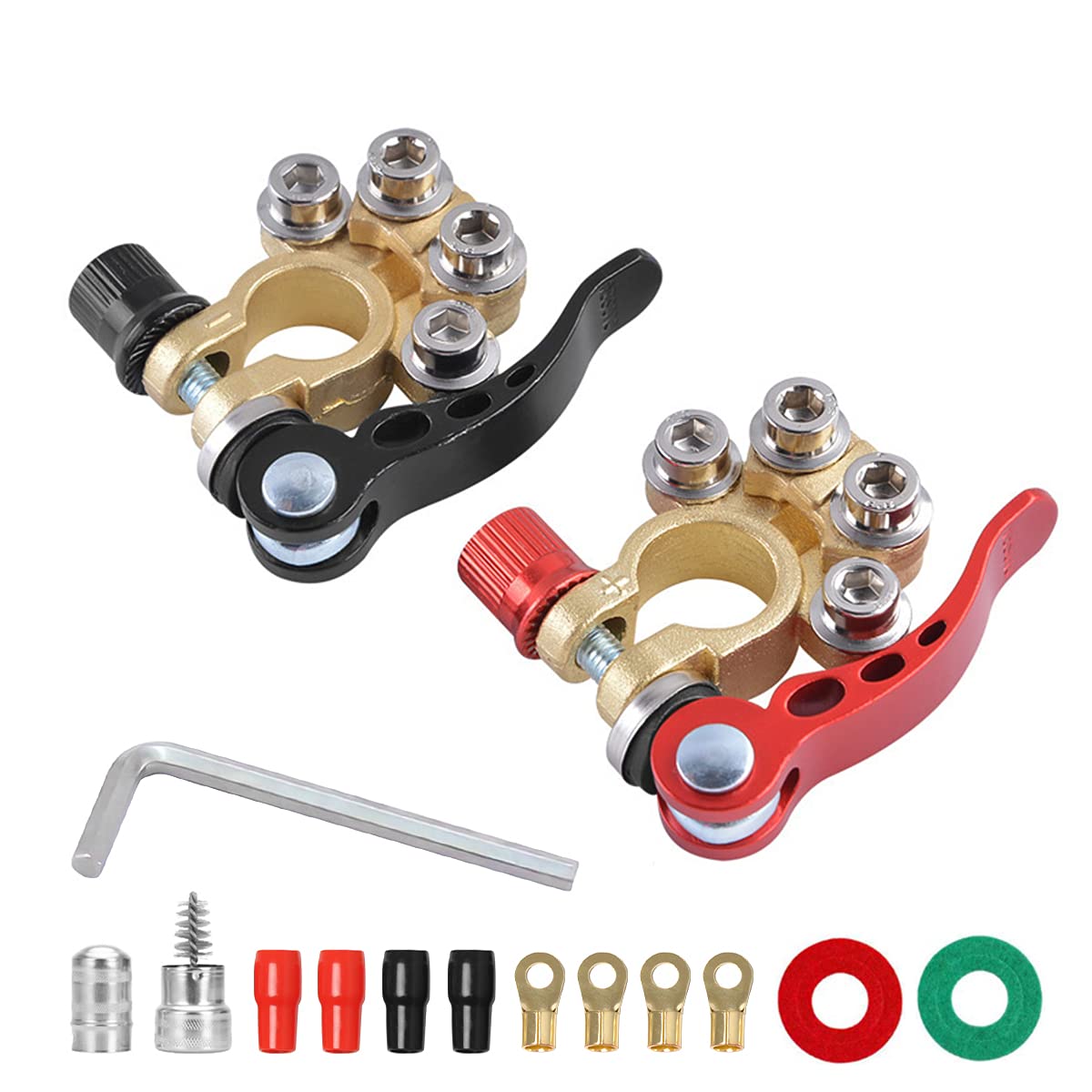 Moly Magnolia 2PCS Car Battery Terminal Connectors with Fiber Washer | positive 