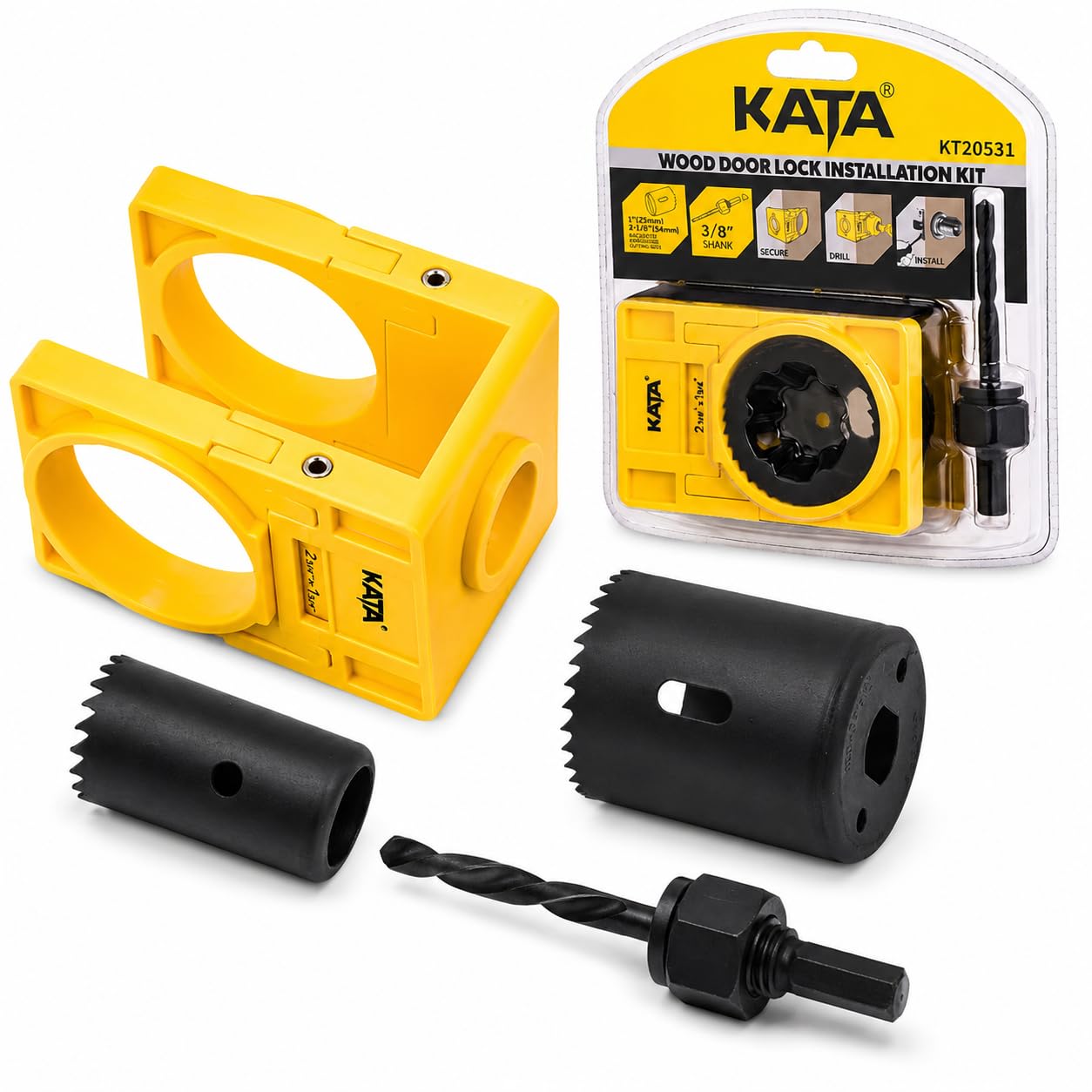 KATA 1-3/8" - 1-3/4" Door Lock Installation Kit for Wood Doors | Door Knob Drill