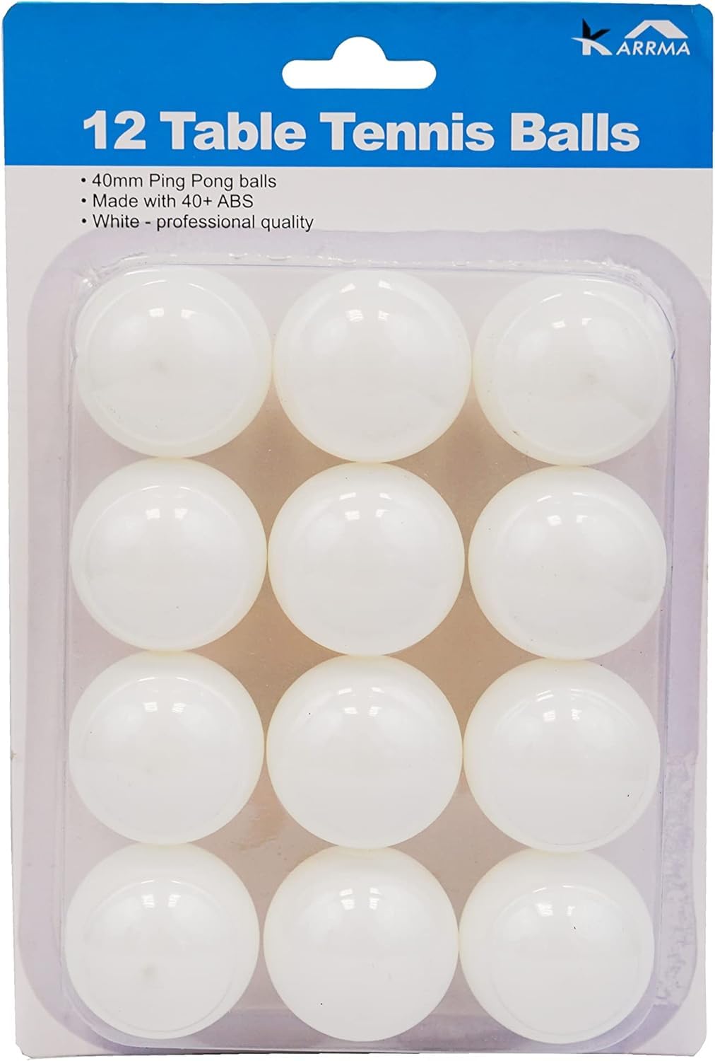 Karrma Table Tennis Balls 12Pcs Durable 40+ ABS 40mm Ping Pong Balls White & Ora