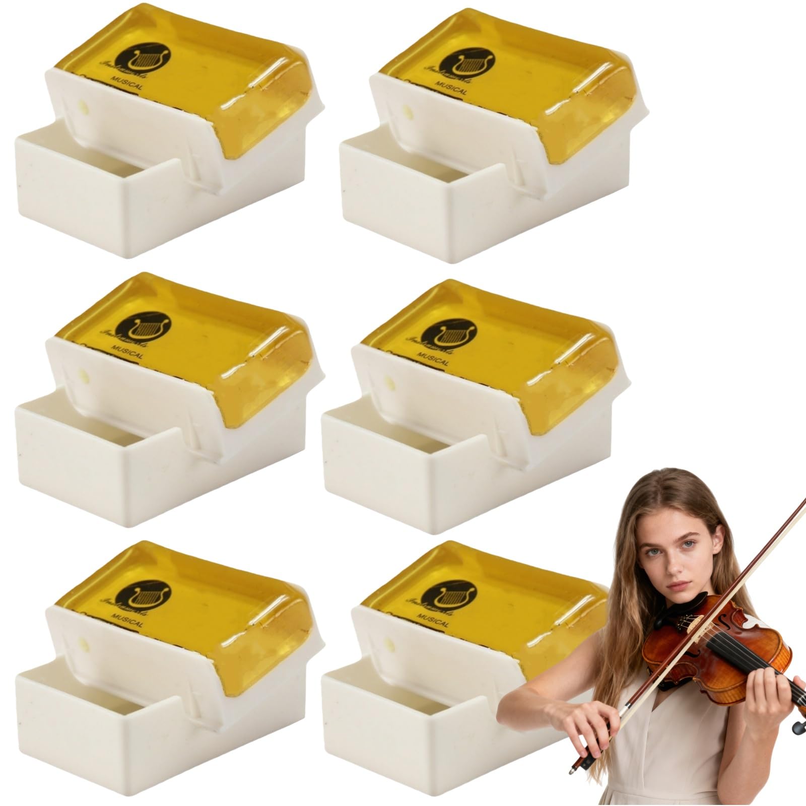 6 Pcs Natural Rosin,Low Dust Violin Rosin,Natural Light Rosin with Case for Viol