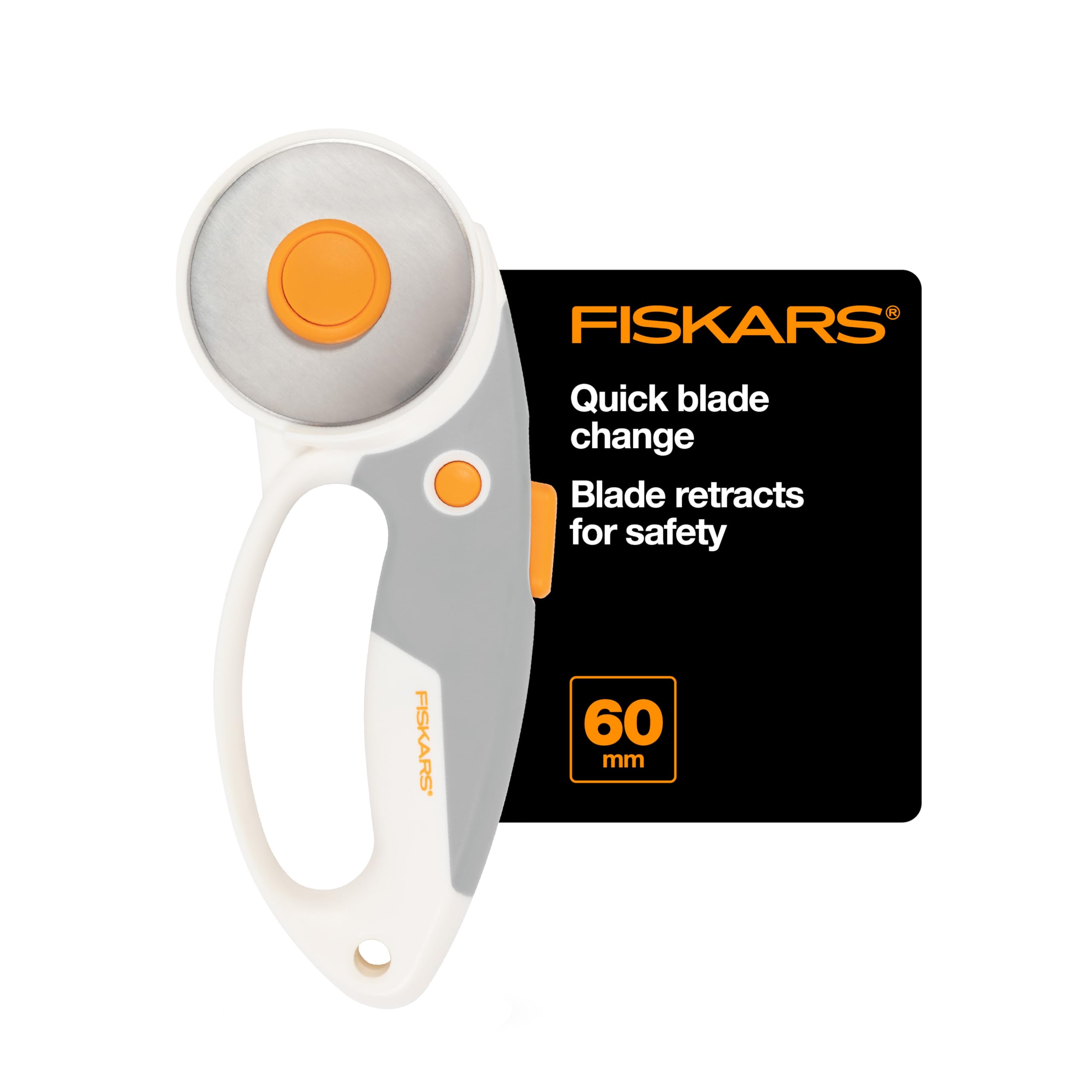 Fiskars 60mm Loop Titanium SoftGrip Rotary Cutter for Fabric &amp; Sewing | Ergo