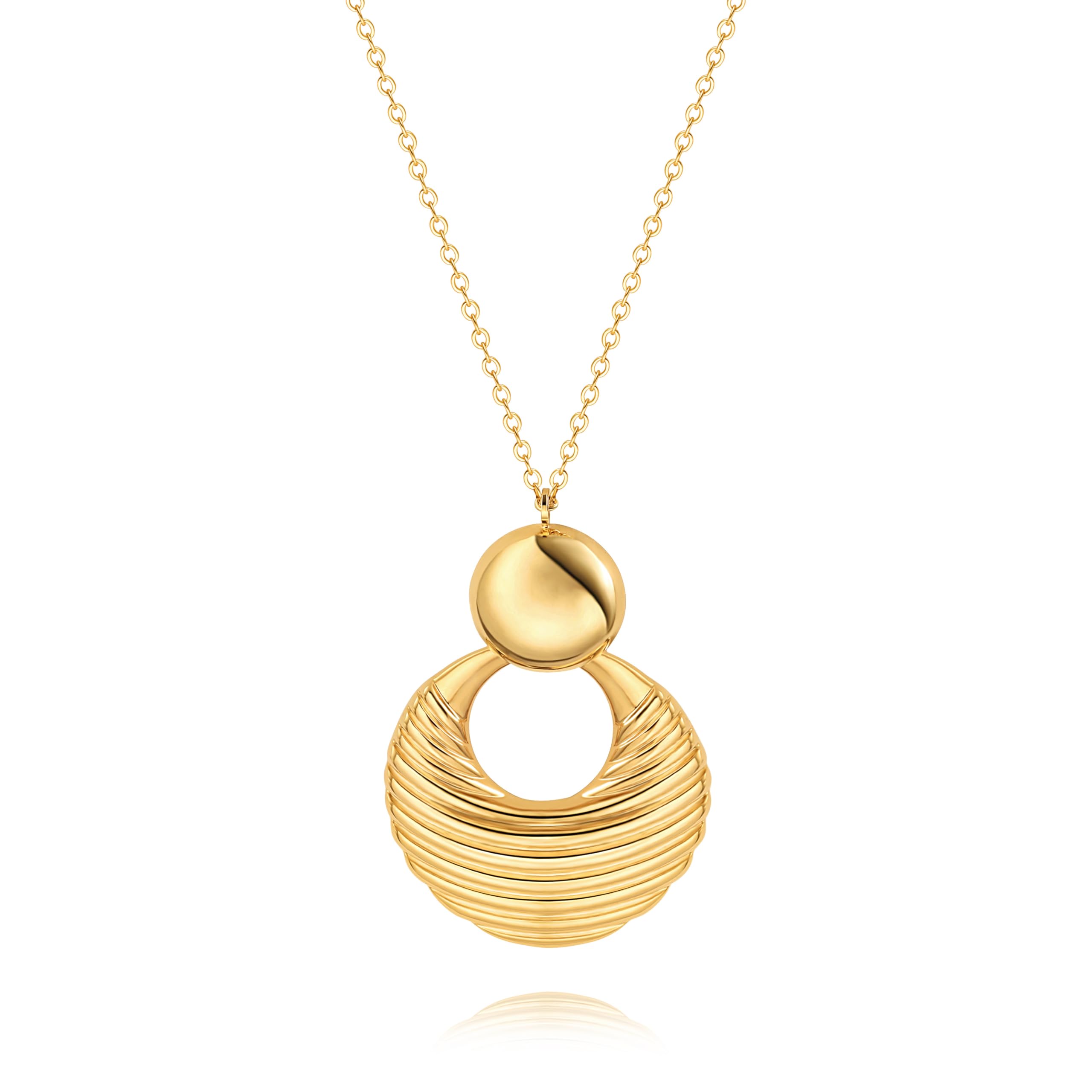 Long Pendant Necklace for Women Gold Plated Circle Long Chain Necklace Y Necklac