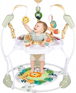 Baby Bouncer Jumper Activity Center, 3-in-1 Baby Play Station for 6+ Months | 360° Rotating Bouncer Seat, Lights &amp; Music, Interactive Toys, 3 Adjustable Heights, Play and Learning Center, Baby Essentials