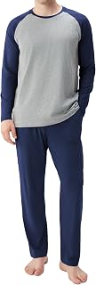 DAVID ARCHY Mens Pajama Set Long Sleeve PJs, Soft Lightweight Sleepwear with Pockets, Comfortable Loungewear for Sleeping