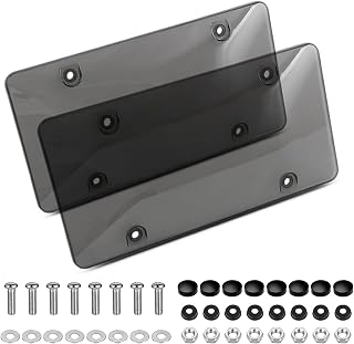 2 Pack Transparent License Plate Shield UV Protective Trim for US Plates | Unbreakable Plastic Shields (12.2" x 6.3"), Gray