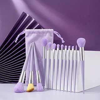13 Pieces Makeup Brushes Set Blush Concealer Eyeshadow Eyeliner Blending Brush Set (Purple)