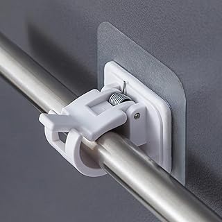 Drill-Free Self-Adhesive Curtain Rod Holder Set Adjustable Wall Hooks Curtain Bedroom Living Room Kitchen Damage-Free Installation, White