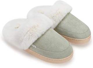 NineCiFun Women's Men's Winter Slippers Warm Fluffy Plush Slippers Non-Slip Outdoor/Indoor Flat Hut Shoes