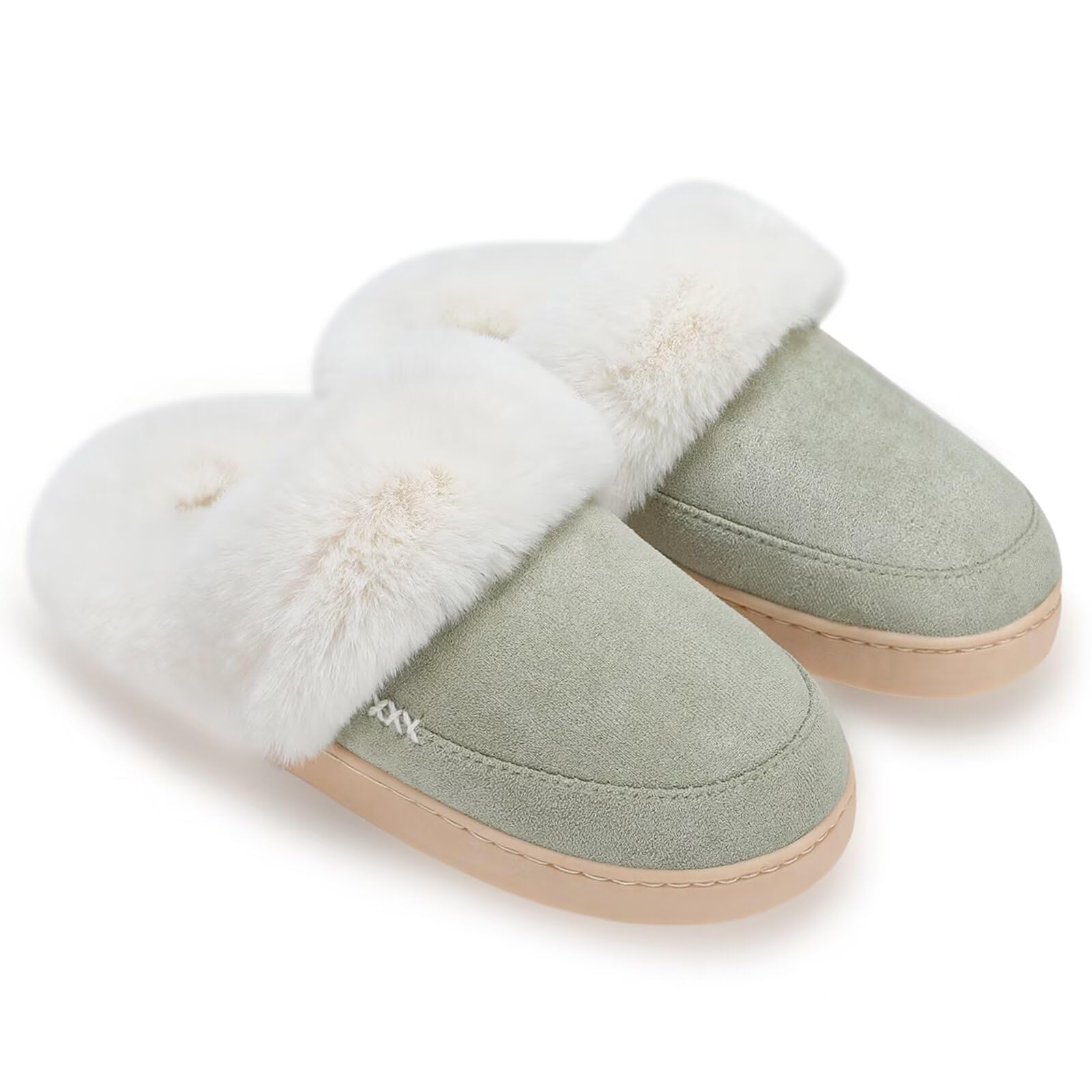 NineCiFun Women's Men's Winter Slippers Warm Fluffy Plush Slippers Non-Slip Outd