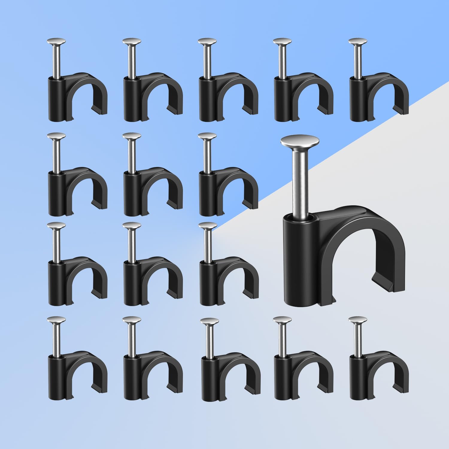 100pcs Black Cable Clips, 8mm Wire Clips for Coaxial Cables Ethernet Speaker Cab