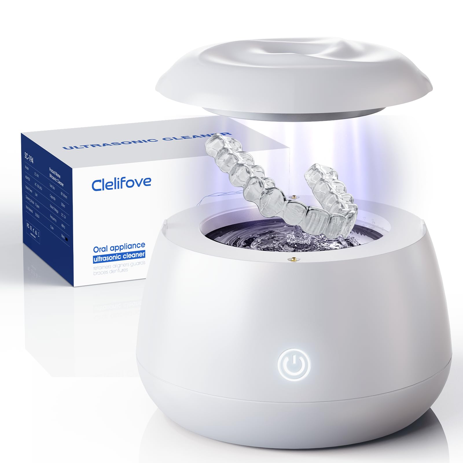 Ultrasonic Retainer Cleaner Machine 48kHz Denture and Aligner Cleaning Pod for M