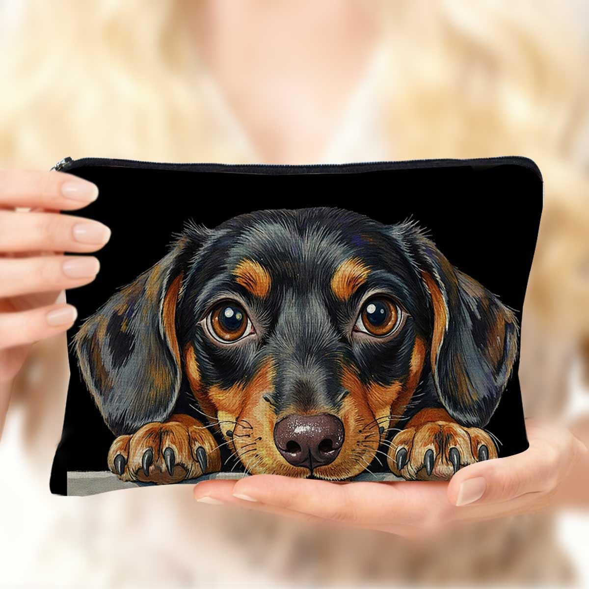 Cute Dog Purse Small Makeup Bag, Zippered Small Purse Organizer Cosmetic Bag, Po
