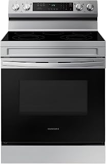 Samsung NE63A6311SS 30″ 6.3 cu ft Freestanding Electric Range with Wi‑Fi, Rapid Boil, 5‑Element Smoothtop, Self & Steam Clean – Stainless Steel