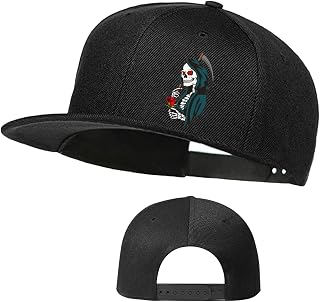 Skull Skateboards Hat Flat Bill Hats for Men Snap Backpack Mens Hats and Caps Cool Snapback Baseball Cap for Boys Hip Hop