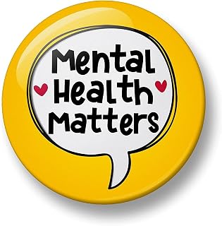 Mental Health Matters Pin Badge, 32mm, Awareness Badges, Self Care, Mental Wellness Button Badge, Autism Badge (Yellow)