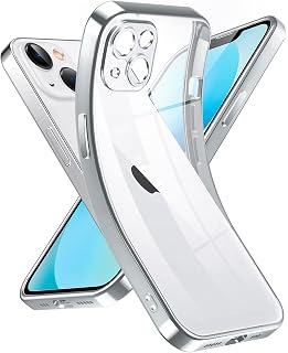 Supdeal Crystal Clear Case for iPhone 13, [Never Yellow] [Camera Protection], Thin Slim Fit Transparent Soft Silicone Phone Protective Case Cover, 6.1 Inch, Silver