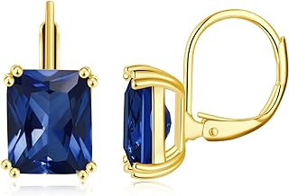 CiNily Emerald Cut Drop Dangle Earrings for Women 18K White Gold Plated Cubic Zirconia Simulated Diamond Dangle Earrings Jewelry Gifts for Weddings Birthday Party