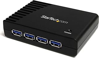StarTech 4-Port USB-A Hub, 5Gbps, Power Adapter Included (ST4300USB3) | 900mA per port with adapter, Bus or self-powered, Plug-and-play, No drivers, Any operating system