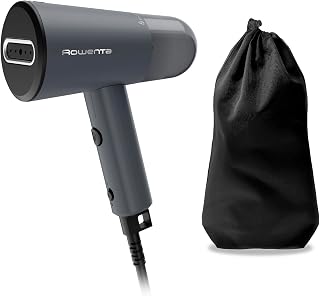 Rowenta Origin Travel Steamer for Clothes, Dual Voltage (120V–240V) | Portable Garment Wrinkle Remover, Mini Foldable Handheld Steamer with Easy Storage Case, Black, DR1050