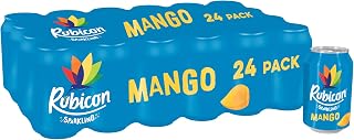 Rubicon Mango Sparkling Fruit Soft Drink, 24 Pack, 330ml Cans | Rich, authentic fruit drink made with sweet, juicy Indian Alphonso mango puree.