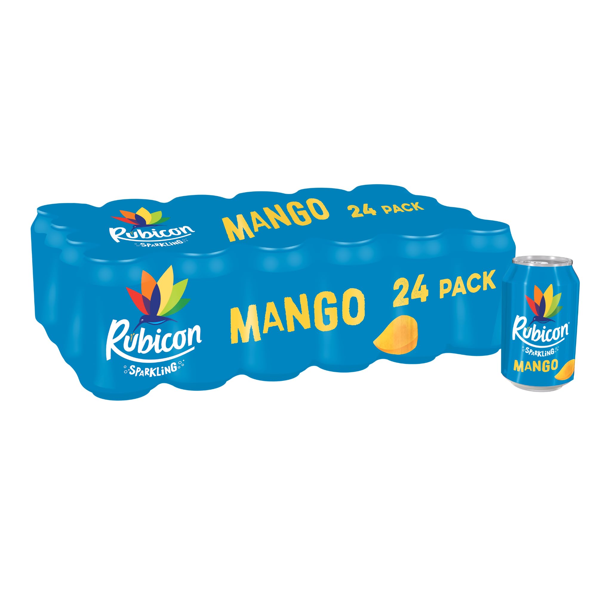 Rubicon Mango Sparkling Fruit Soft Drink, 24 Pack, 330ml Cans | Rich, authentic 
