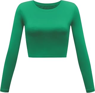 Womens Long Sleeve Crop Tops Basic Teen Girl Clothes Casual Cute Yoga Shirts Layering Slim Fitted Workout T-Shirt