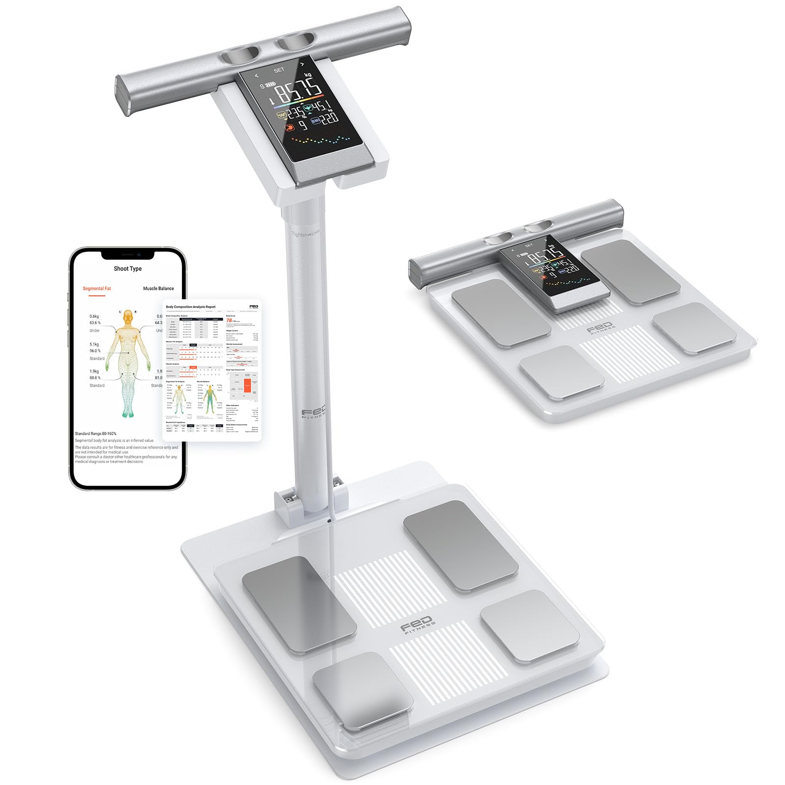 Smart Scale for Body Weight with Stand ,8-Electrode BIA,4.7" Large Display | DEX