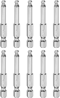 Generic 10pcs Ball End Hex Screwdriver Bit H4 (4mm) Head 1/4" Hex Shank 50mm (2") Long Magnetic S2 Steel Metric Screw Driver Drill Bit Wrench Socket Power Tool