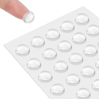 QUEENTI Silicone 160 Pcs Cabinet Door Bumpers Round, Self Adhesive Bumpers | 1/2" Diameter Clear Cupboard Door Drawer Bumpers, Noise Dampening, Ideal for Kitchen Cabinets Cutting Boards Picture Frames