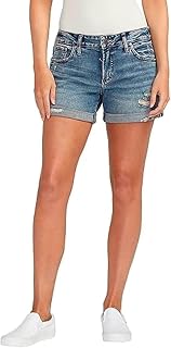 Silver Jeans Co. Women's Boyfriend Mid Rise Shorts - Eco-Friendly Fabric Denim Shorts