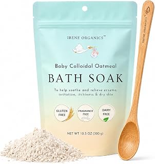 Oatmeal Baby Bath Powder for Eczema by Irene Organics - Colloidal Oatmeal for Soothing Treatment of Eczema, Diaper Rash, Dry Skin, Itching and Irritation - Moisturize and Sooth Baby and Toddler Skin