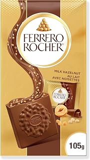 FERRERO ROCHER Milk Hazelnut chocolate squares - 10-Piece Pack - 105 g | 10 Individually Wrapped Premium Milk Chocolate Squares with Hazelnuts and Cocoa Filling - Ideal for Gifting and Sharing