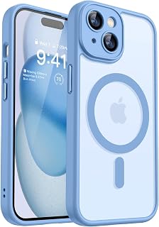 CANSHN Magnetic for iPhone 15 Case, Upgraded [Full Camera Protection] [Compatible with Magsafe] [Translucent Matte] Shockproof Protective Phone Case for iPhone 15 6.1" - Light Blue