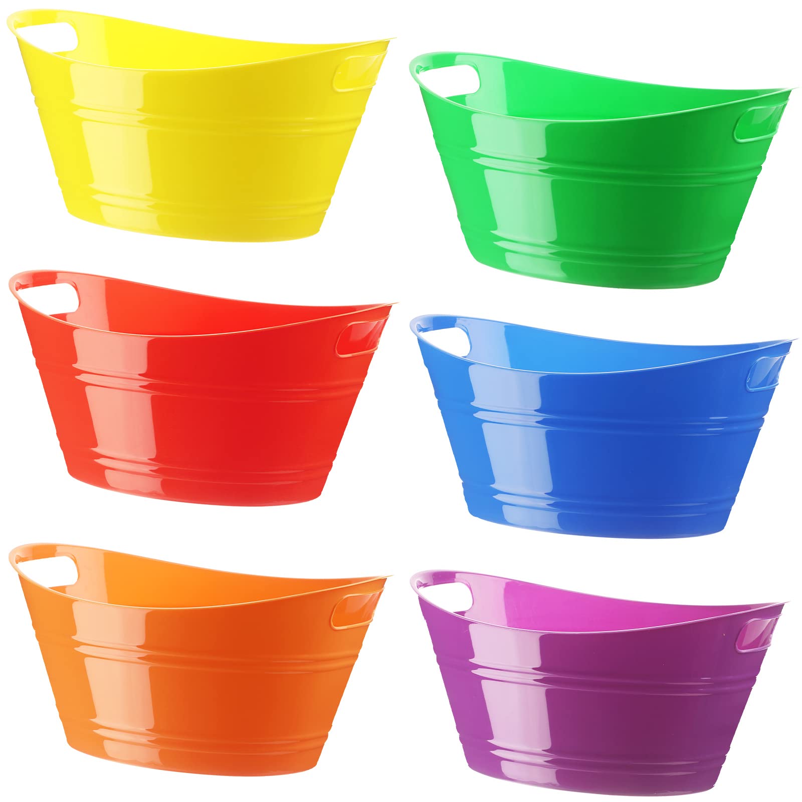 Patelai 6 Pcs Plastic Ice Buckets with Handles,4.5 Liter,Multicolor | Oval Drink