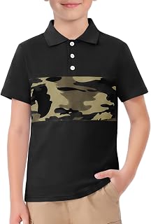 Haloumoning Polo a maniche corte per ragazzi alla moda per bambini camicia mimetica a blocchi di colore estivo casual top magliette 5-14 anni