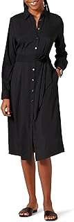 Amazon Essentials Women's Long-Sleeve Midi Shirt Dress for Work and Office