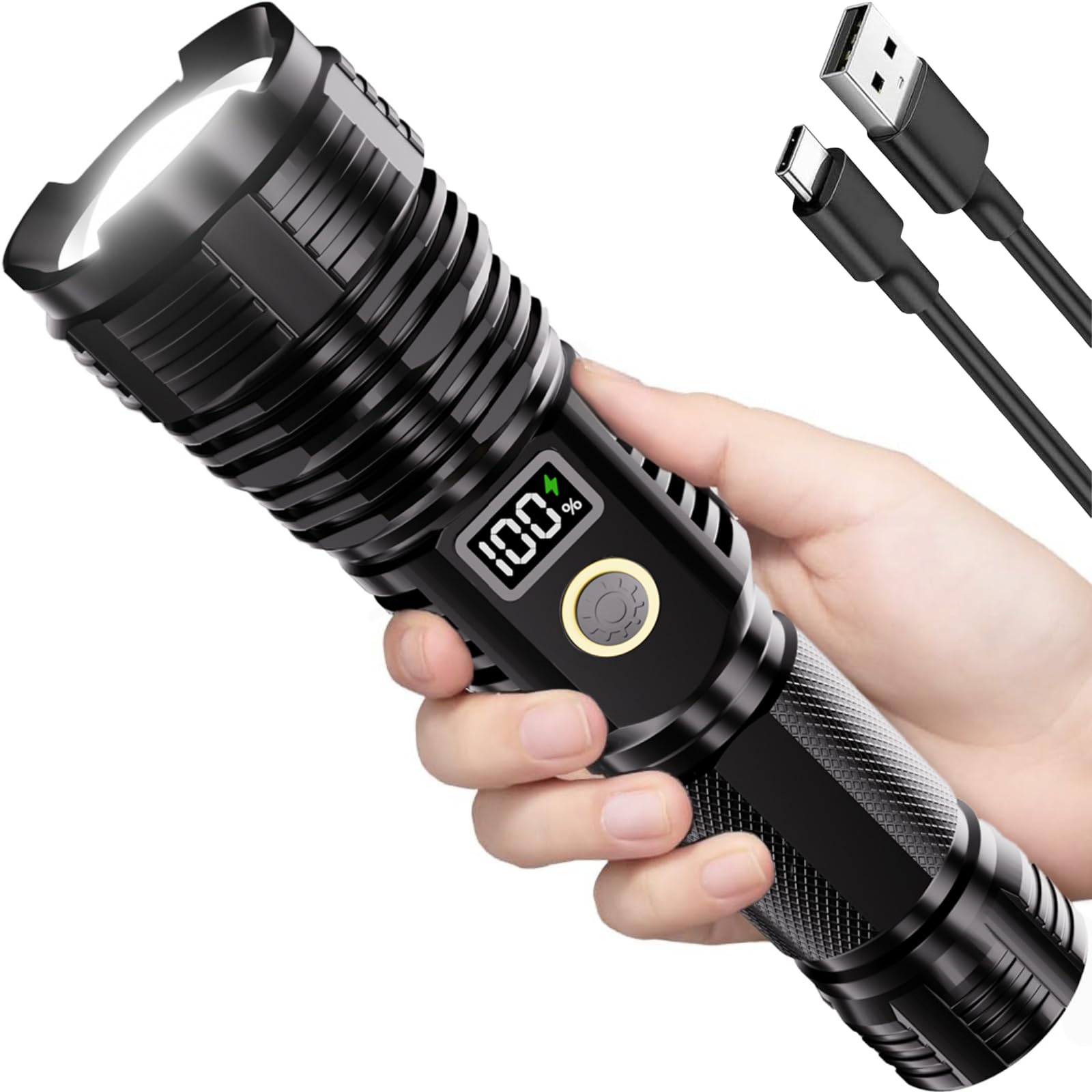 Rechargeable Flashlights High Lumens, 100000LM LED Super Bright Flash Light | LC