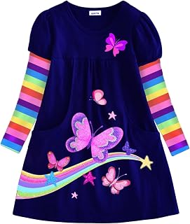 VIKITA Dress Stripe Cartoon Animal Loose Jersey T-Shirt Clothes Girl