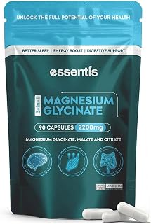 3-in-1 Magnesium Glycinate Complex, 2200mg, 90 UK-Made Vegan Capsules