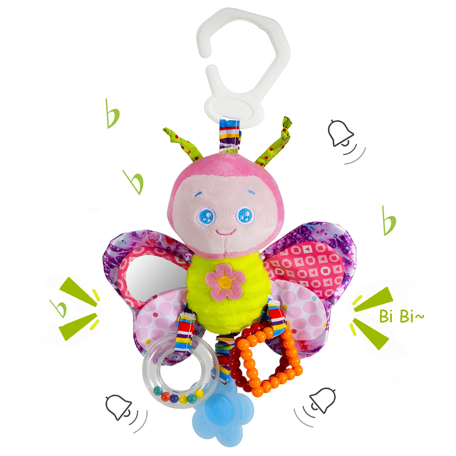 Funsland Pram Toys for Babies Clip On Car Seat Toys Toddlers Stroller Toys with 