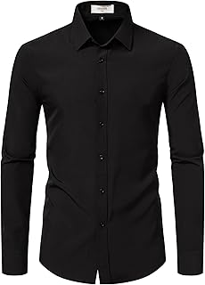 Dress Shirts for Men Stretch Slim Fit Long Sleeve Mens Dress Shirts Casual Business Muscle Fit Button Down Shirts