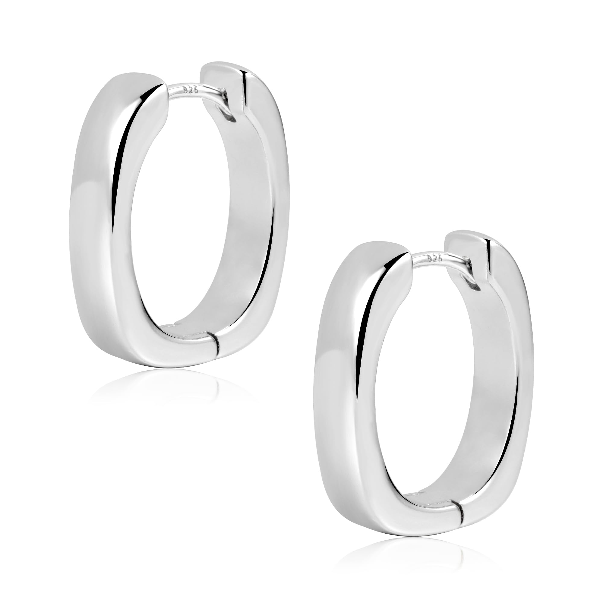 ALEXCRAFT Women's Silver Earrings, Thick Hoop Earrings, Geometric Gold Earrings 
