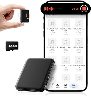 64GB Magnetic Voice Activated Recorder - Voice Recorder with Playback | Hypamutek AI Noise Reduction Recording Device, 75H Continuous & Portable Audio Recorder for Meetings/Lectures/Interviews