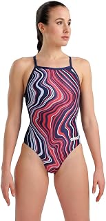 Arena Women's Performance Marbled Swimsuit Light Drop Back One Piece MaxLife Training Bathing Suit