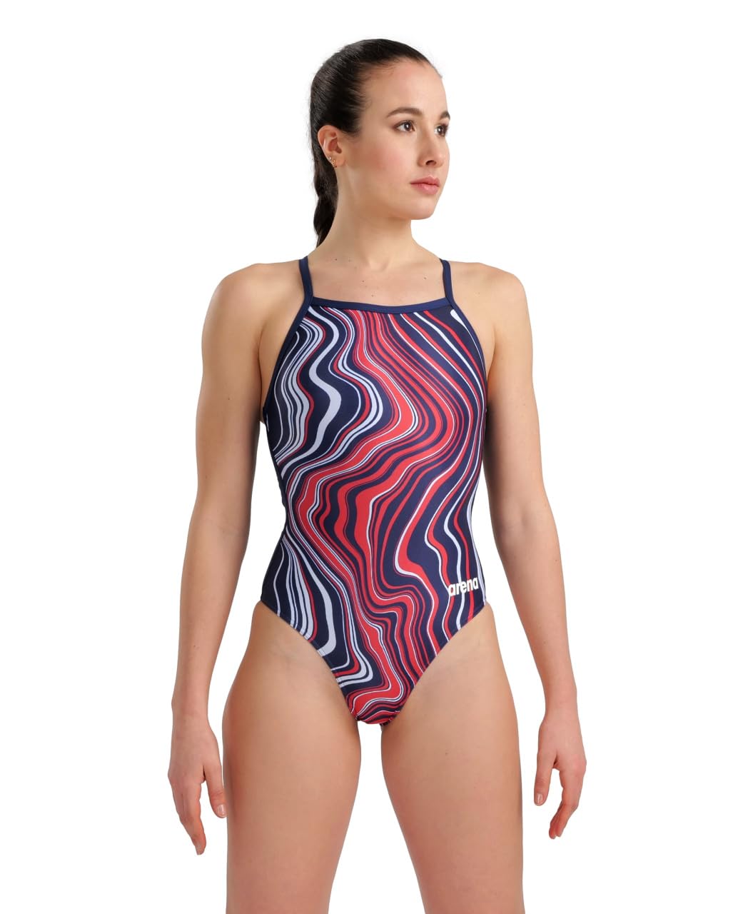 Arena Women's Performance Marbled Swimsuit Light Drop Back One Piece MaxLife Tra
