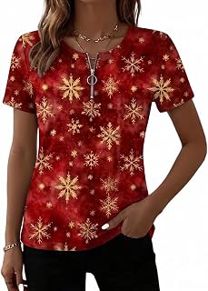 Women's Halloween Thanksgiving Quarter Zip Short Sleeve Casual Tops, Fall Theme