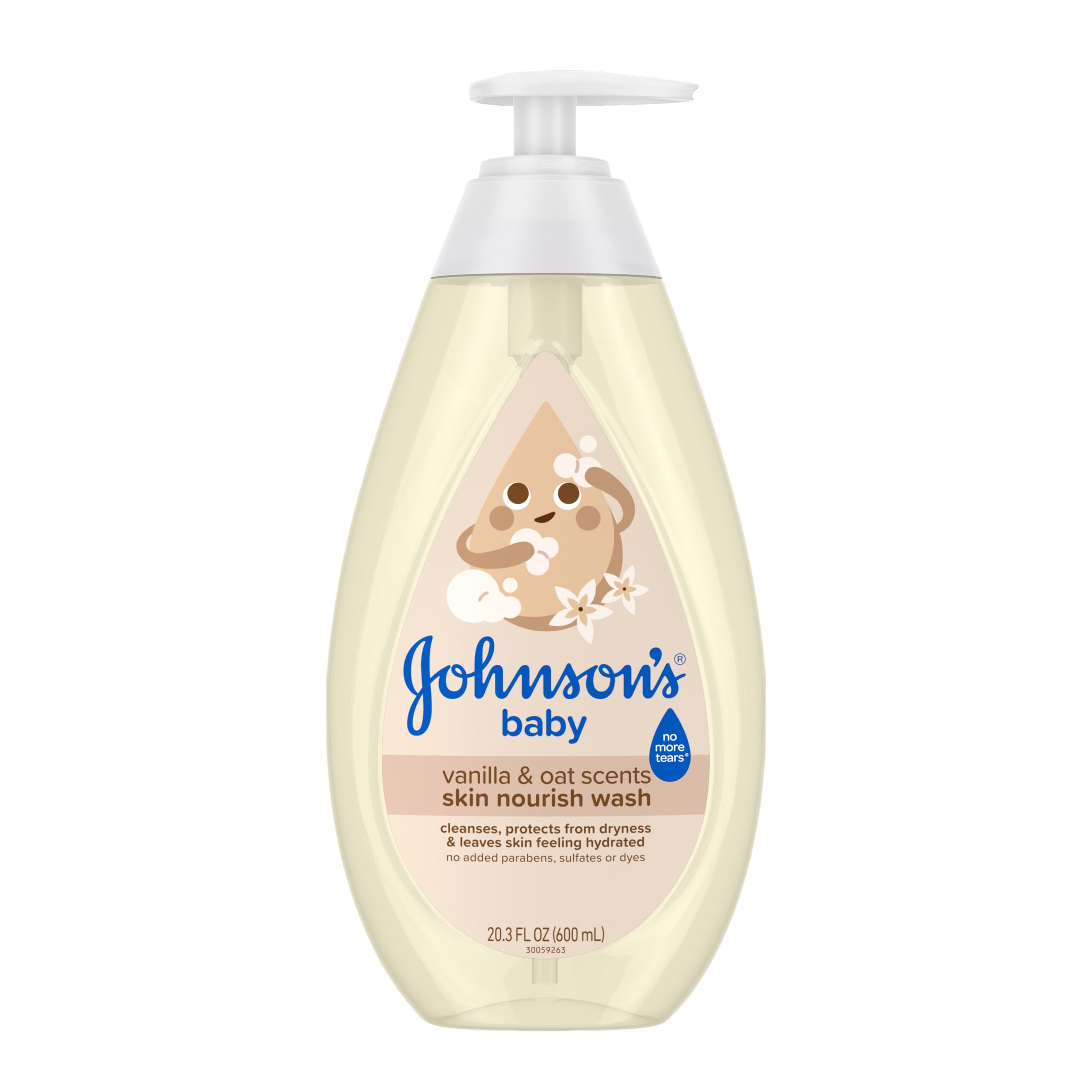 Johnson's Skin Nourishing Baby Wash, Vanilla & Oat, 20.3 fl. oz | Tear-Free, Bab