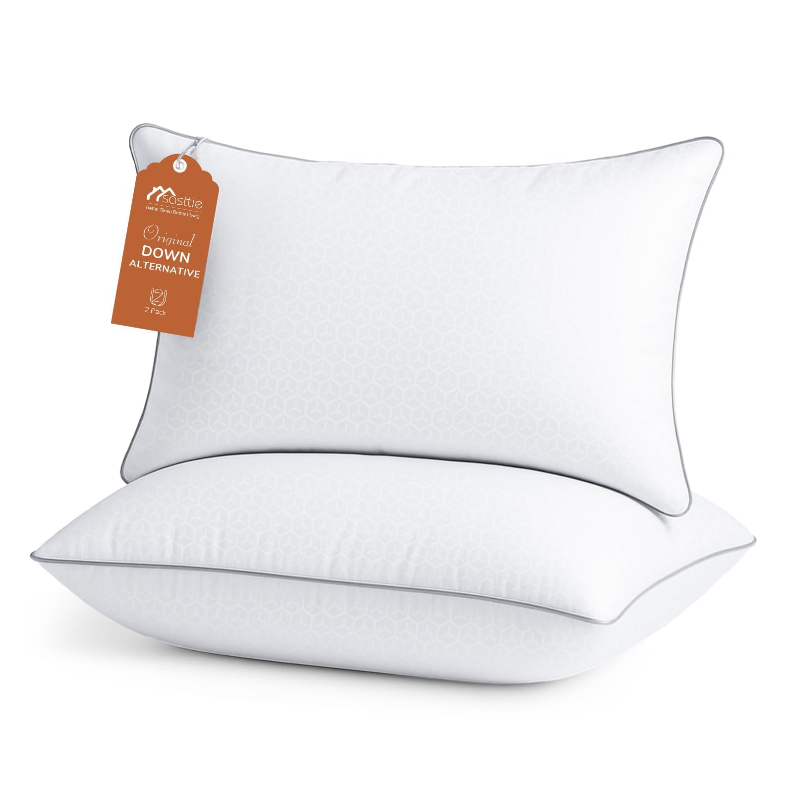 Sasttie Firm Pillows Queen Size Set of 2, Bed Pillows for Side, Back, and Stomac